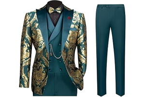 Men's Suit Jacquard 3 Piece Suit Floral Dress Suit One Button Blazer Jacket Pant and Vests for Wedding Prom Dinner: Jacquard Weave and Production Notes