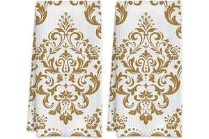 2 Pack Hand Towels White and Gold Damask Floral Kitchen Towels Absorbent Decorative Towel Set for Drying,Cleaning,Cooking,Bathroom,Holiday 16x24: Print Design and Production Notes