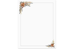 Indie Autumn Floral Letterhead / 50 Printed Sheets / 8.5" x 11" All Occasion Fall Celebration Paper/Decorative Boho Wedding Stationery Pack: Print Design and Production Notes