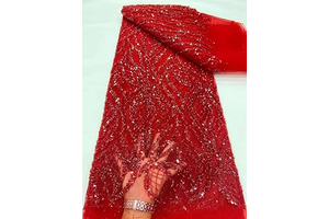 Shiny Sequins French Tulle Net Lace Fabric for Wedding Dress Ladies Gown 5 Yards Per Lot (Red,5 Yards): Fabric Sourcing and Quality Notes