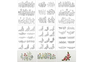 Flower Water Soluble Embroidery Patterns, 6 Sheets 48 Pcs Stick and Stitch Embroidery Papers, Wash Away Pre-Printed Floral Pattern Transfers: Print Design and Production Notes