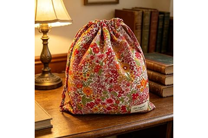 Floral Drawstring Storage Bag,Lightweight Cosmetic Pouch,Cute Floral Toiletry Bag,Multifunctional Organizer Bag for: Print Design and Production Notes