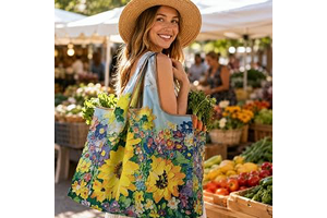 Large Tote Bag for Women, Polyester Reusable Shopping Bag, Lightweight Foldable Shoulder Carryall for Groceries, Travel and Daily Errands: Print Design and Production Notes