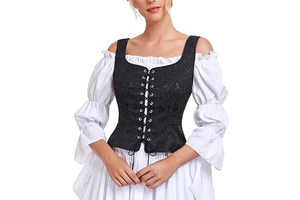 Floral Lace Up Corset Top for Women Plus Size Renaissance Vest: Jacquard Weave and Production Notes