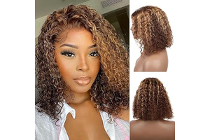 Ombre Glueless Wigs Human Hair Pre Plucked Pre Cut Curly Bob Wig 12inch: Ombre Dyeing and Production Notes