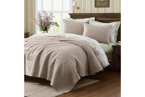 WDCOZY King 100% Cotton Paisley Quilt Bedding Set Beige Comforter: Jacquard Weave and Production Notes
