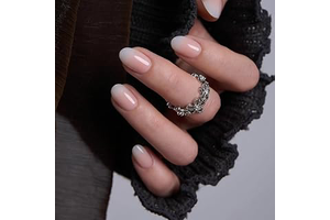 CurvLife Short Oval Ombre Press On Nails, Pearl Fade Pearl White, Soft Gel: Ombre Dyeing and Production Notes