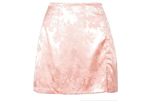 Womens Short Skirts - Women Summer Elegant Jacquard Satin Short Skirts Sexy High Waist Split Mini Skirt Vintage Zi: Jacquard Weave and Production Notes