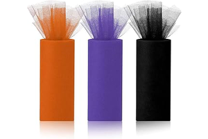 Halloween Tulle Rolls with Orange Black Purple Fabric Bolt Spool for Wedding Tutu Table Skirt DIY Crafting Favors Pew Bow Banquet Party Decor (6: Ombre Dyeing and Production Notes