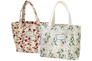 Kovewon 2PCS Small Tote Bag for Women Mini Canvas Embroidered Daisy Book Tote Bag Cute Corduroy Aesthetic Floral Reusable Bags for Grocery: Print Design and Production Notes